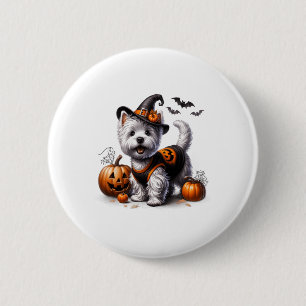 Cute Halloween Westie Tee West Terrier Dog Design  2 Inch Round Button