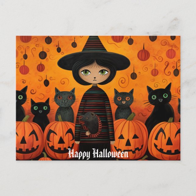 Cute Halloween Witch 3 Postcard (Front)