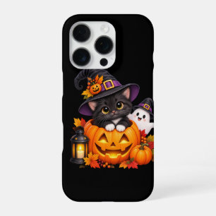 Cute Halloween Witch Cat and Ghost Personalized To iPhone 16 Pro Case