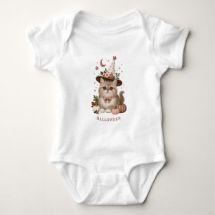 Cute Halloween Witch Cat Pumpkin Baby Bodysuit