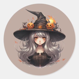 Cute Halloween Witch Classic Round Sticker