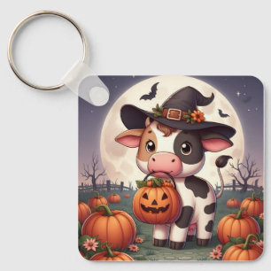 Cute Halloween witch cow Keychain