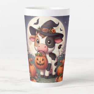 Cute Halloween witch cow Latte Mug