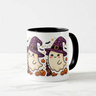 Cute Halloween Witch Ghost Pumpkin Mug