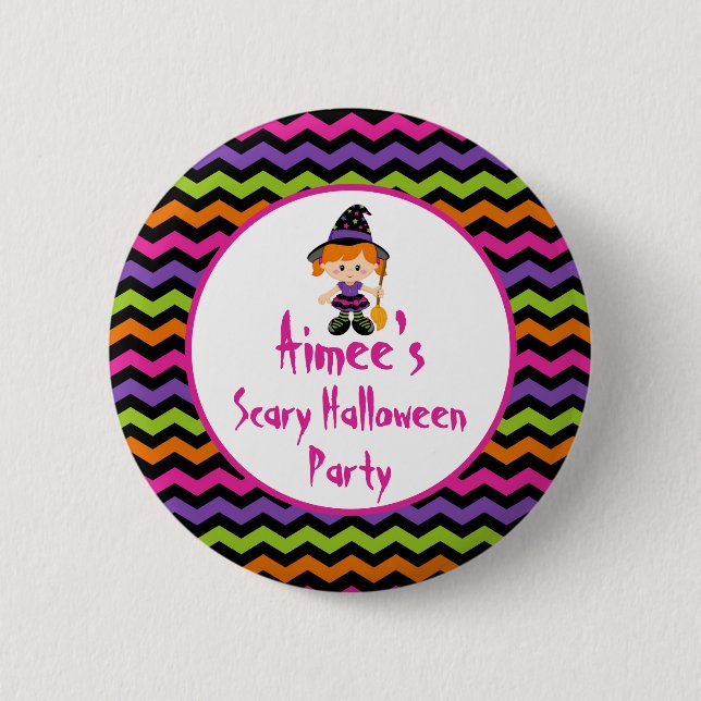 Cute Halloween Witch Girl Halloween Party 2 Inch Round Button (Front)