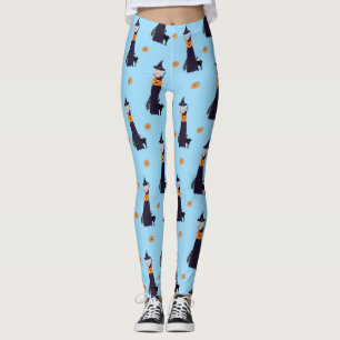 Cute Halloween Witch, Happy Pumpkin and Black Cat Leggings