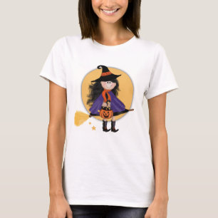 Cute Halloween Witch Moon Pumpkin Fun T-Shirt