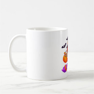 Cute Halloween Witch on Broom Coffee Mug