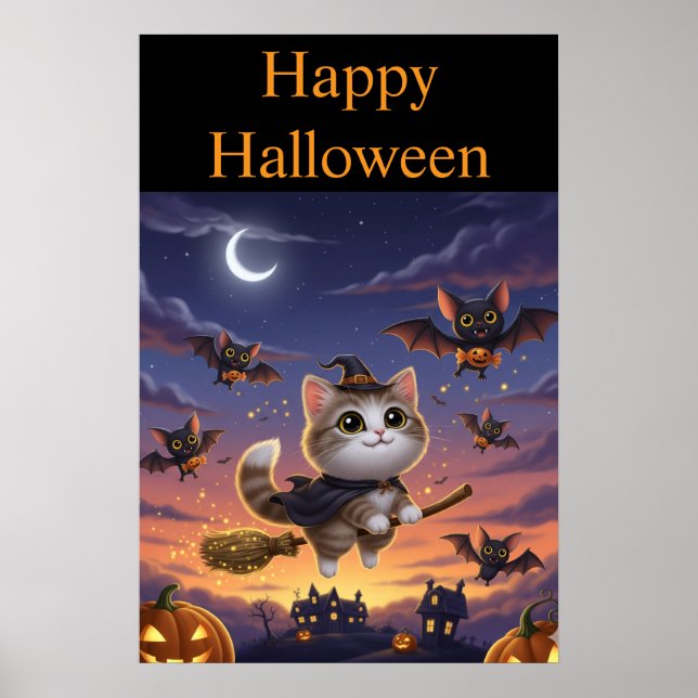 Cute Halloween Witch Poster (Front)