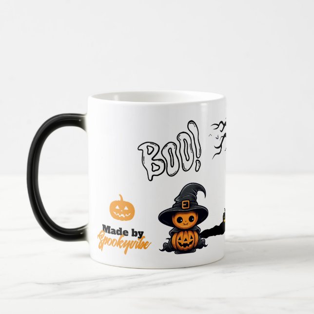 Cute Halloween Witch Pumpkin | Spooky Boo Haunted  Magic Mug (Left)