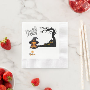 Cute Halloween Witch Pumpkin Spooky Boo Haunted Napkin