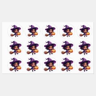 “Cute Halloween Witch Stickers – Kawaii Sorceress 