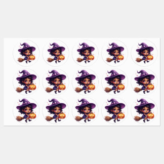 “Cute Halloween Witch Stickers – Kawaii Sorceress
