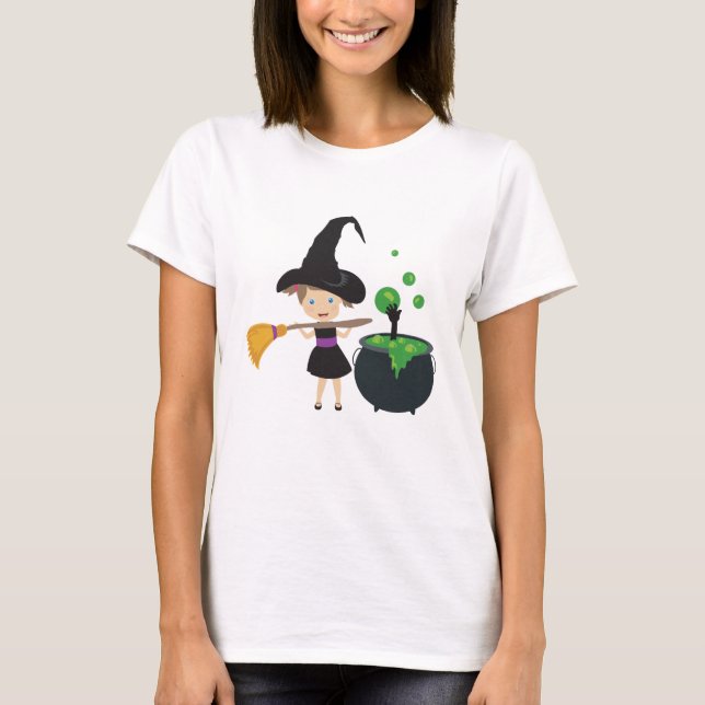 Cute Halloween Witch T-Shirt (Front)
