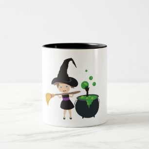 Cute Halloween Witch Two-Tone Coffee Mug
