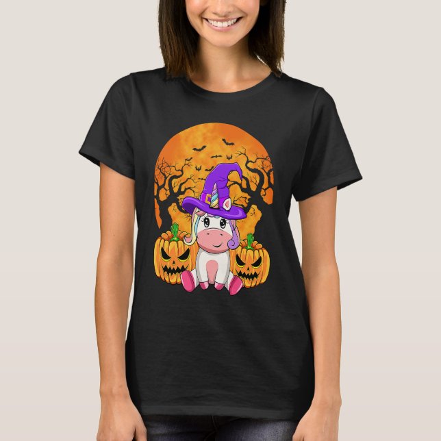 Cute Halloween Witchy Unicorn Halloween Custome T-Shirt (Front)