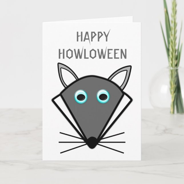 Cute Halloween Wolf Custom Card (Front)