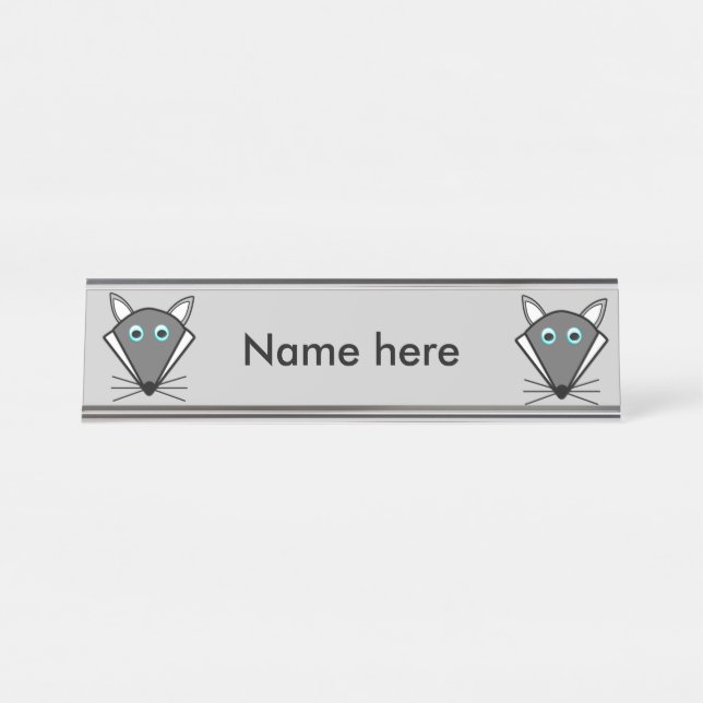 Cute Halloween Wolf Custom Desk Sign (Front)