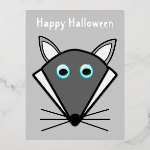 Cute Halloween Wolf Custom Foil Holiday Postcard