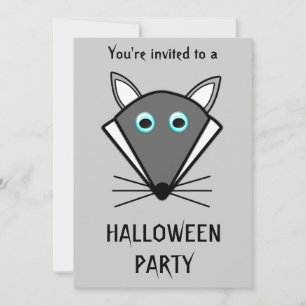Cute Halloween Wolf Invitation personnalisable