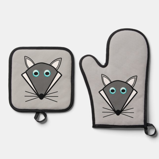 Cute Halloween Wolf Oven Mitt & Pot Holder Set (Front)