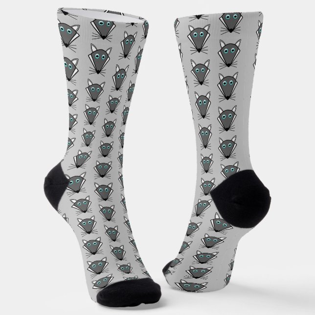 Cute Halloween Wolf Patterned Socks (Angled)