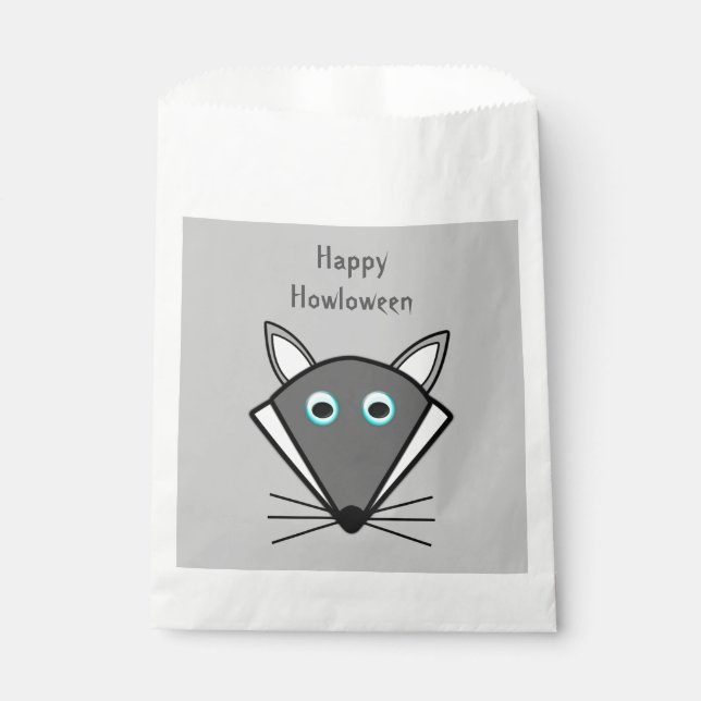 Cute Halloween Wolf Personalized Trick or Treat Favour Bag (Front)