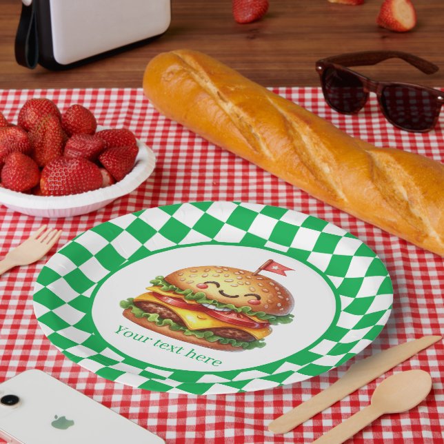 Cute hamburger cookout party customizable paper plate (Picnic)