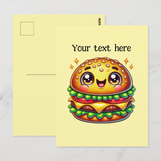 Cute hamburger lovers customize postcard (Front/Back)