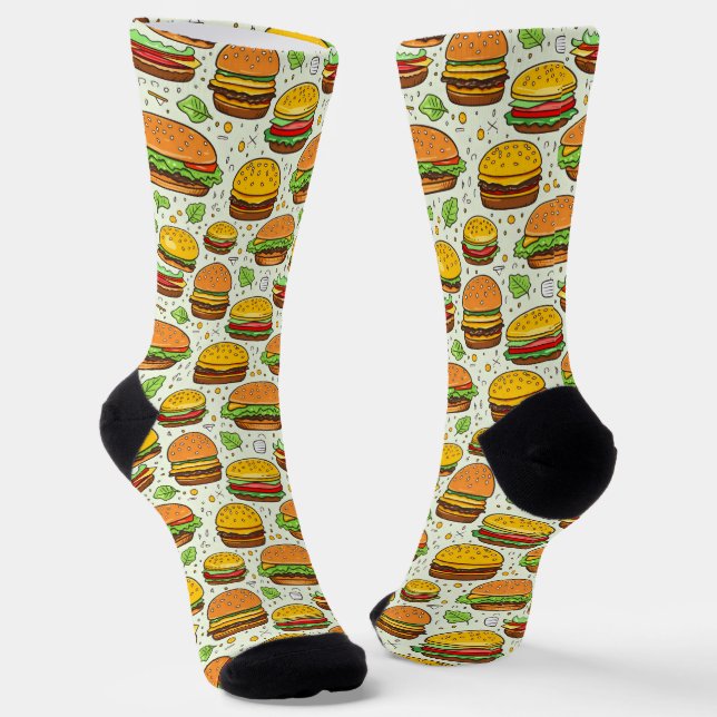 Cute Hamburgers Pattern Socks (Angled)