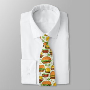Cute Hamburgers Pattern Tie