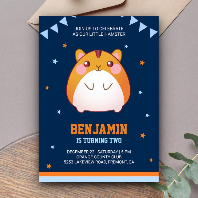 Cute Hamster Anniversaire Fête Invitation (Créateur téléchargé)