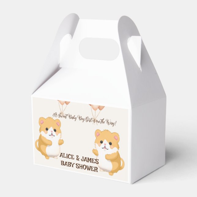 Cute Hamster Baby Shower Favor Box (Front Side)