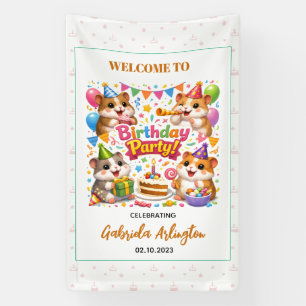 Cute Hamster Birthday Party   Kids Hamster Banner