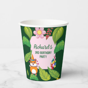 Cute Hamster Botanical Themed Kid's Birthday Party Paper Cups