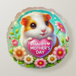 Cute Hamster Celebrating Mother’s day Round Pillow