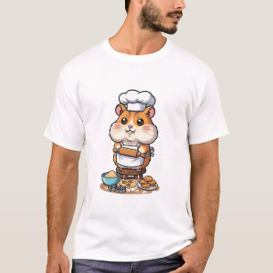 Cute Hamster Chef Character Baking Cookies T-Shirt