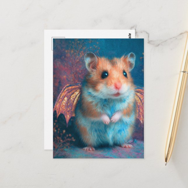 Cute hamster dragon postcard (Front/Back In Situ)