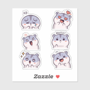 Cute Hamster Emoji Reaction Faces Vinyl Sticker 