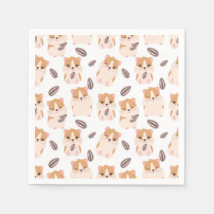 Cute Hamster Face and Seeds Pattern Kid Birthday Napkin