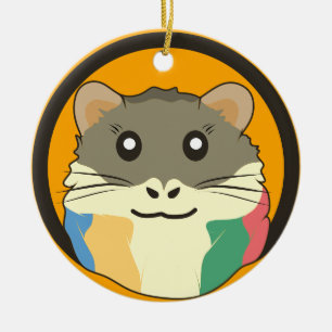 Cute hamster face with colourful fur: Animal lover Ceramic Ornament