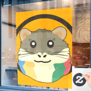 Cute hamster face with colourful fur: Animal lover Window Cling