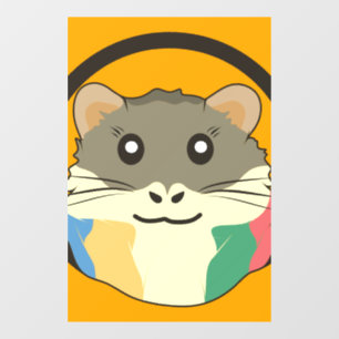 Cute hamster face with colourful fur: Animal lover Window Cling