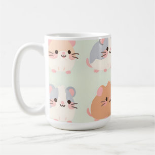 Cute Hamster Faces Kawaii Pastel Pattern Coffee Mug