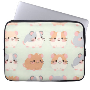 Cute Hamster Faces Kawaii Pastel Pattern Laptop Sleeve