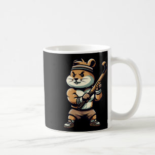 Cute Hamster Field Hockey Mascot Athlete Cartoon  Coffee Mug