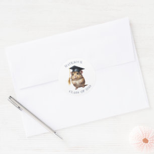 Cute Hamster Graduation  Classic Round Sticker
