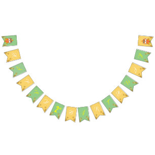 Cute Hamster Green Themed Kid's Birthday Party Bunting Flags