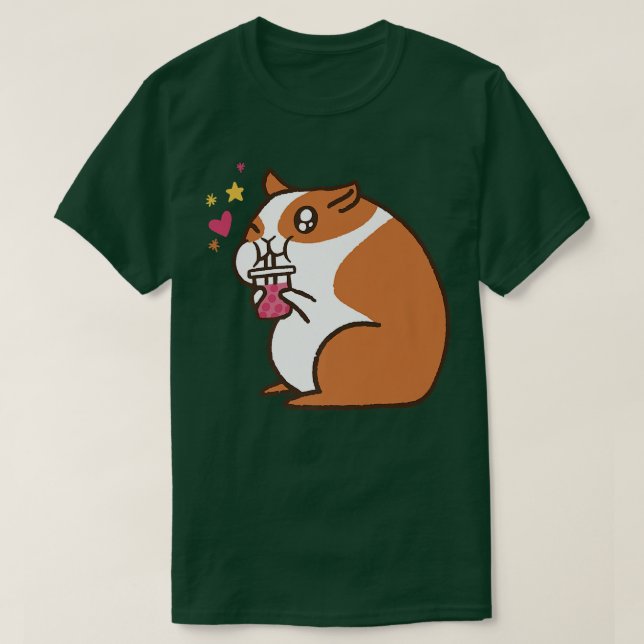 Cute Hamster Guinea Pig Bubble Tea  T-Shirt (Design Front)