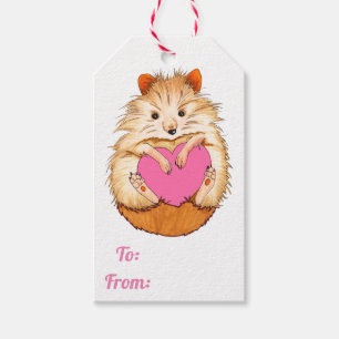 Cute Hamster & Heart Illustration Gift Tags